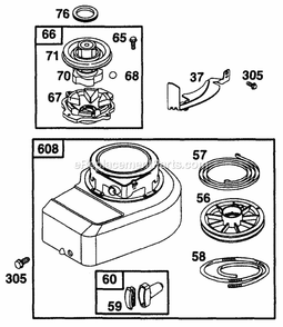 Starter Diagram and Parts List for PS418 (11A-702A100) (1997) Cub Cadet Engine